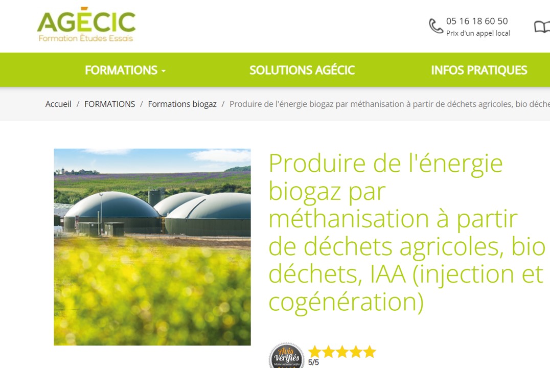 [FORMATION] | Produire du Biogaz par méthanisation à partir de déchets agricoles, Bio déchets & IAA, les 9, 10 & 11 octobre 2024 à Paris (8ème)